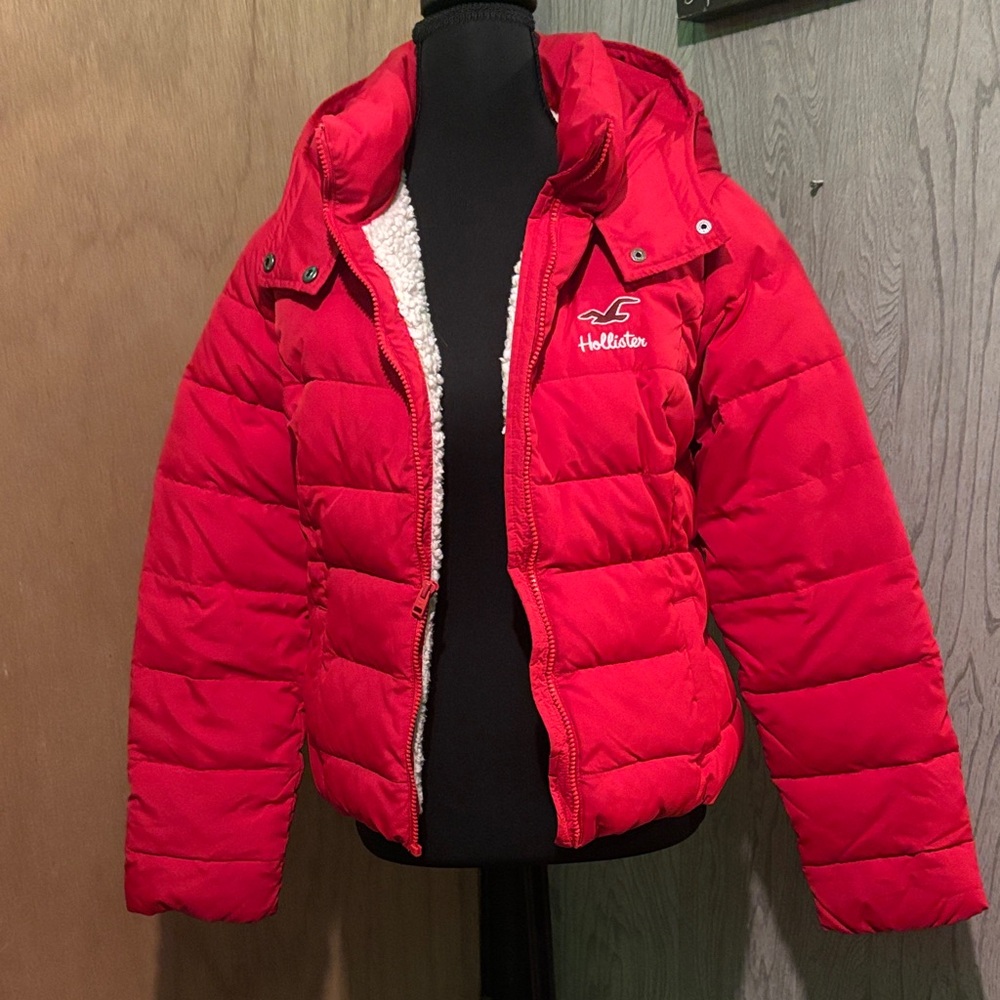 Hollister Kids Vibrant Red Puffer Coat